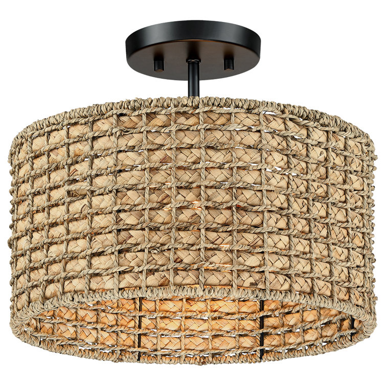 Rattan semi flush deals mount